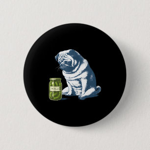 Franse bulldog met augurk pot grappige meme 90s ronde button 5,7 cm