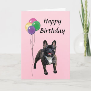 Franse Bulldog met ballonnen Happy Birthday Kaart