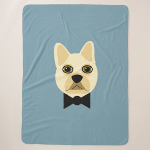 Franse Bulldog met blauwe vlinderdas Sherpa Deken
