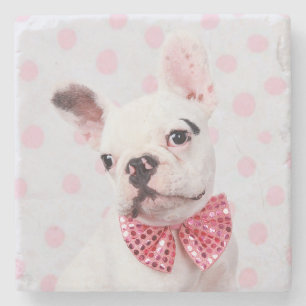 Franse Bulldog met Bow-Stropdas Stenen Onderzetter