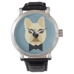 Franse Bulldog met bowtie blauw Horloge