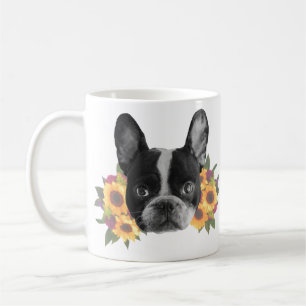 Franse Bulldog met Flowers Coffee Mok