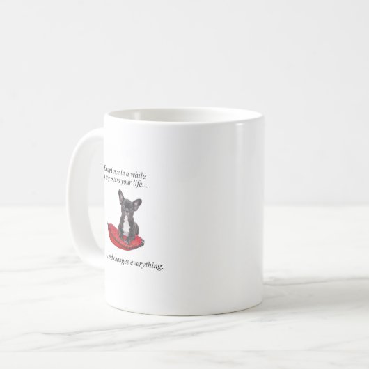 Franse Bulldog met hart en mooie quote Koffiemok (Voorkant links)