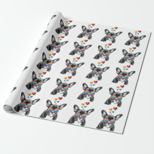 Franse Bulldog met Hartjes Valentijnsdag Cadeaupapier