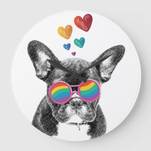 Franse Bulldog met Hartjes Valentijnsdag Grote Klok