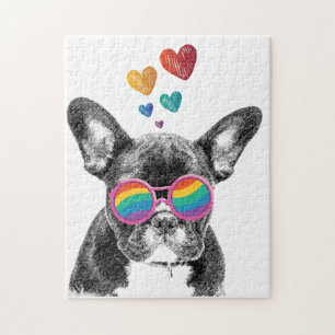 Franse Bulldog met Hartjes Valentijnsdag Legpuzzel