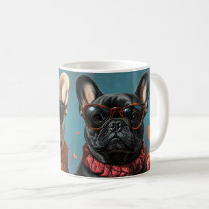Franse Bulldog Met Hartrozen Valentijnsdag Koffiemok