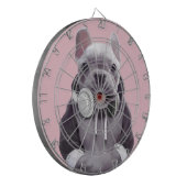 Franse Bulldog met hoofdtelefoon Illustratie Dartbord (Voorkant Links)