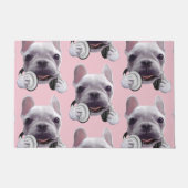 Franse Bulldog met hoofdtelefoon Illustratie Deurmat (Voorkant)