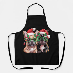 Franse Bulldog met Kerstboom Bril  Schort