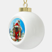 Franse Bulldog met kerstcadeaus Keramische Bal Ornament (Rechts)