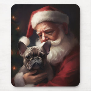 Franse Bulldog met Kerstman Feestelijke Kerstmis Muismat