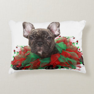 Franse bulldog met kerstmangel decoratief kussen