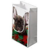 Franse bulldog met kerstmangel klein cadeauzakje (Achterkant Gekanteld)