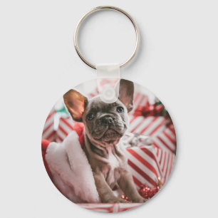 Franse Bulldog met kerstPet Sleutelhanger