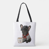Franse Bulldog met koffie Draagtas (Achterkant)