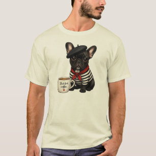 Franse Bulldog met koffie T-shirt