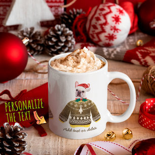 Franse Bulldog met lelijke trui Kerst hondliefhebb Koffiemok