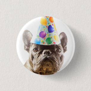 Franse Bulldog met Party Pet Ronde Button 3,2 Cm