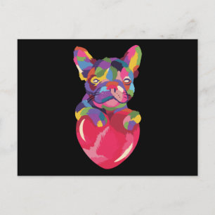 Franse Bulldog met rood hartkleurig rood Briefkaart