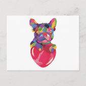 Franse Bulldog met rood hartkleurig rood Briefkaart (Voorkant)