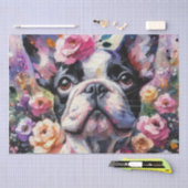 Franse Bulldog met Rozen Floral Decoupage Tissuepapier (Craft)