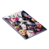 Franse Bulldog met Rozen Impressionistisch schilde Notitieboek (Rechterzijde)