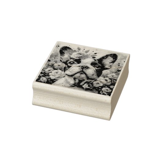 Franse Bulldog met Rozen Impressionistisch schilde Rubberstempel (Stempel)