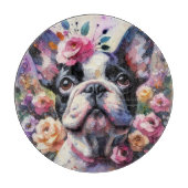 Franse Bulldog met Rozen Impressionistisch schilde Snijplank (Voorkant)