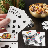 Franse Bulldog met Valentijnsdag harten Pokerkaarten (Insitu)