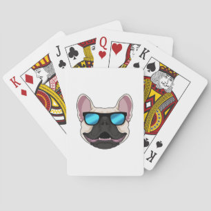 Franse Bulldog met zonnebril Pokerkaarten