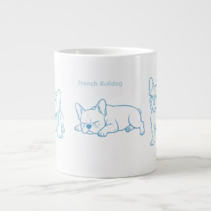 Franse Bulldog Minimalistische Lijnkunst Koffiemok Extra Grote Beker