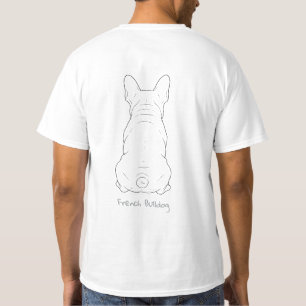 Franse Bulldog Minimalistische Lijnkunst - Voor- e T-shirt