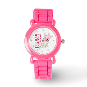 Franse Bulldog Moeder Mooie Frenchie Roze Tekst Horloge