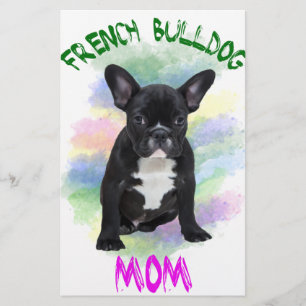Franse Bulldog Moeder Water Kleur Olie Schilderij Briefpapier