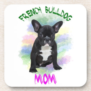 Franse Bulldog Moeder Water Kleur Olie Schilderij Onderzetter
