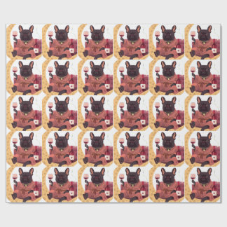 Franse Bulldog Moeder Wijn Nacht Cadeaupapier