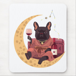 Franse Bulldog Moeder Wijn Nacht Muismat