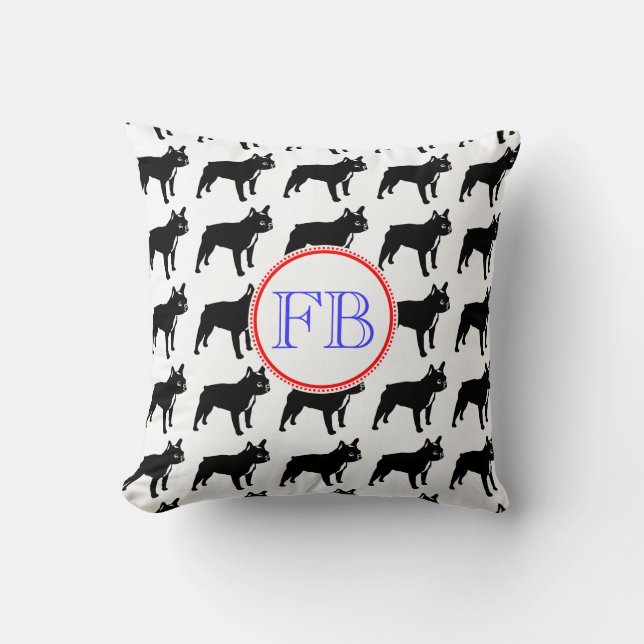Franse Bulldog Monogram Kussen (Voorkant)