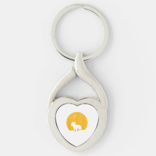 Franse Bulldog Moon Halloween cadeau voor Hondenli Sleutelhanger