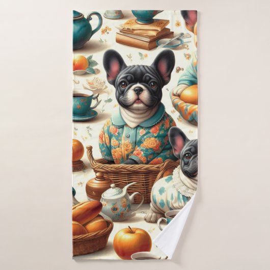  Franse Bulldog naadloos Badhanddoek (Badhanddoek)