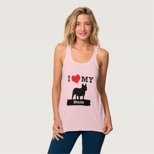 Franse Bulldog Naam toevoegen Tanktop (Volledige Voorkant)