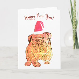 Franse Bulldog Nieuwjaar Wenskaart Kaart
