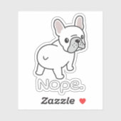 Franse Bulldog, Nope.Grappig Sticker (Vel)