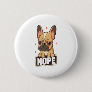 Franse Bulldog Nope Ronde Button 5,7 Cm