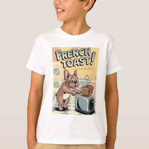 Franse Bulldog Ontbijt Cartoon Kunst T-shirt