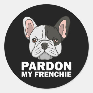 Franse bulldog ontwerp voor mannen vrouwen pardon ronde sticker