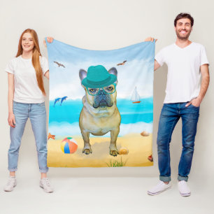 Franse Bulldog op Beach Fleece Deken