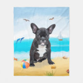 Franse Bulldog op Beach Fleece Deken (Voorkant)