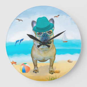 Franse Bulldog op Beach Grote Klok